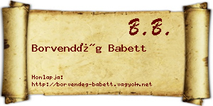 Borvendég Babett névjegykártya